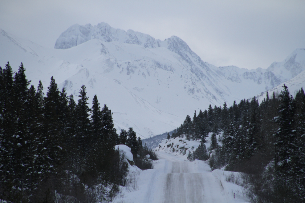 Classic winter mountain view on the South Klondike Highway