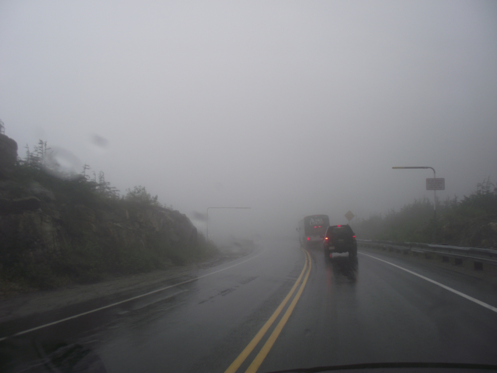 A rainy, foggy morning in the White Pass