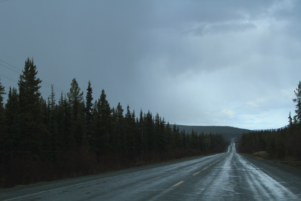 Heavy rain storm on the South Klondike Highway