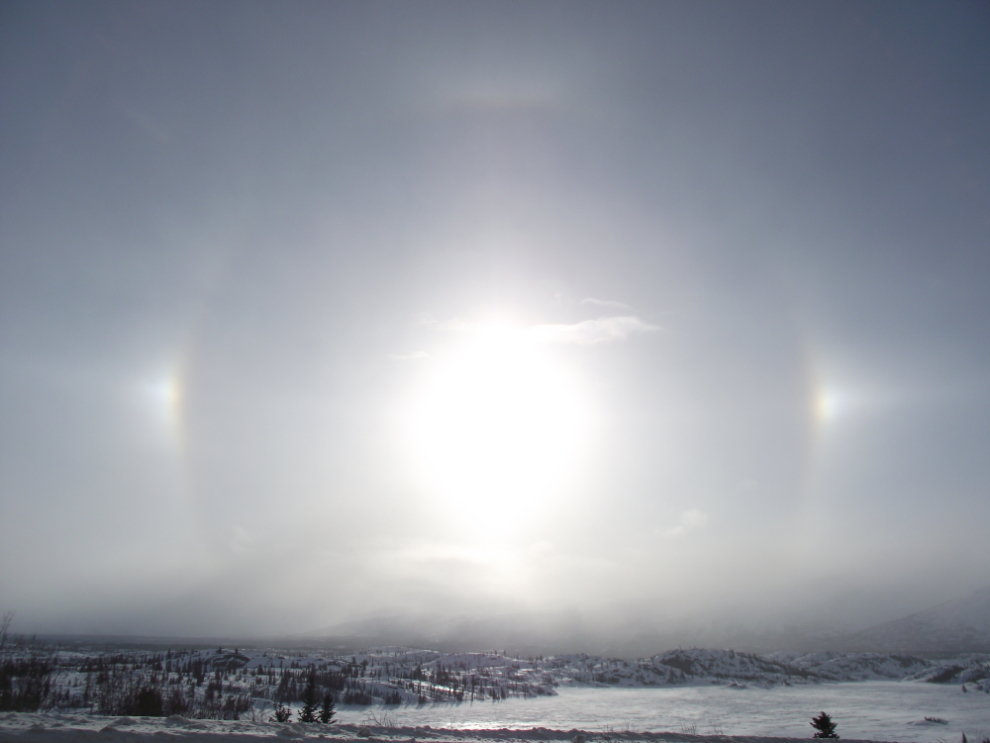 Sun dogs over the South Klondike Highway in early March