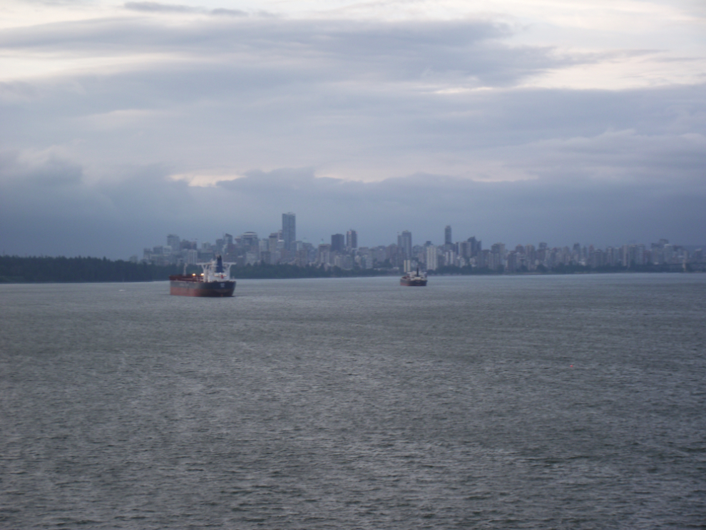 A classic Vancouver image - freighters and the English Bay skyline.