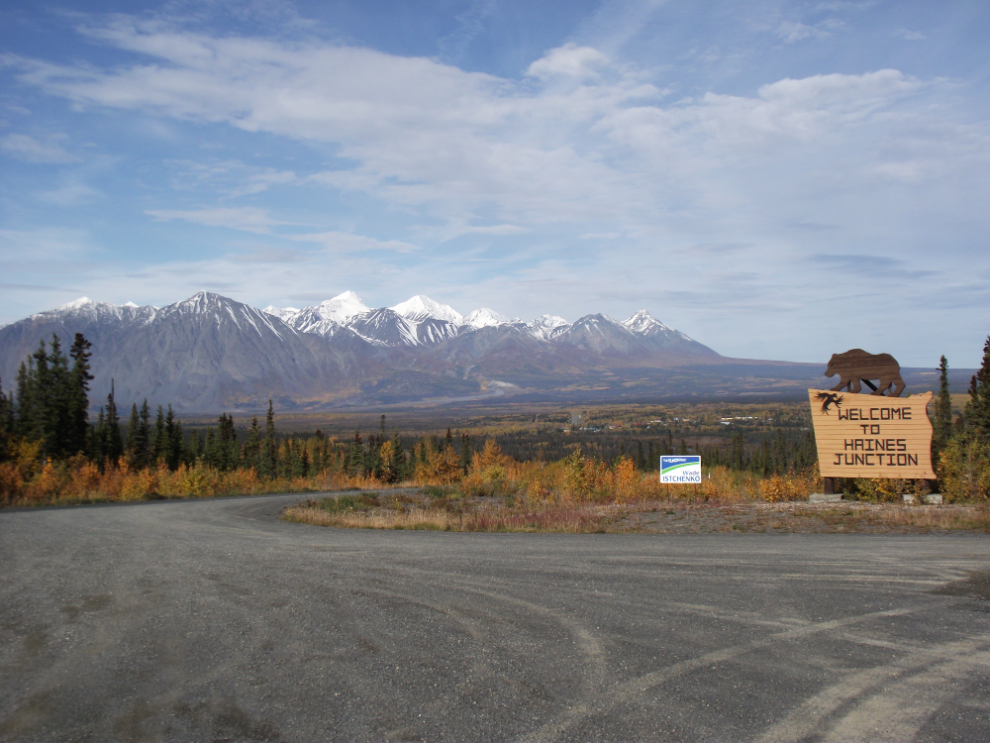 Welcome to Haines Junction, Yukon - view from the Haines Highway