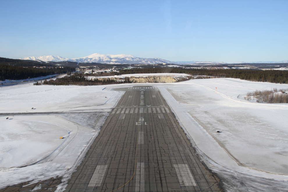 Helicopter view of the north end of runway 31 Left at YXY