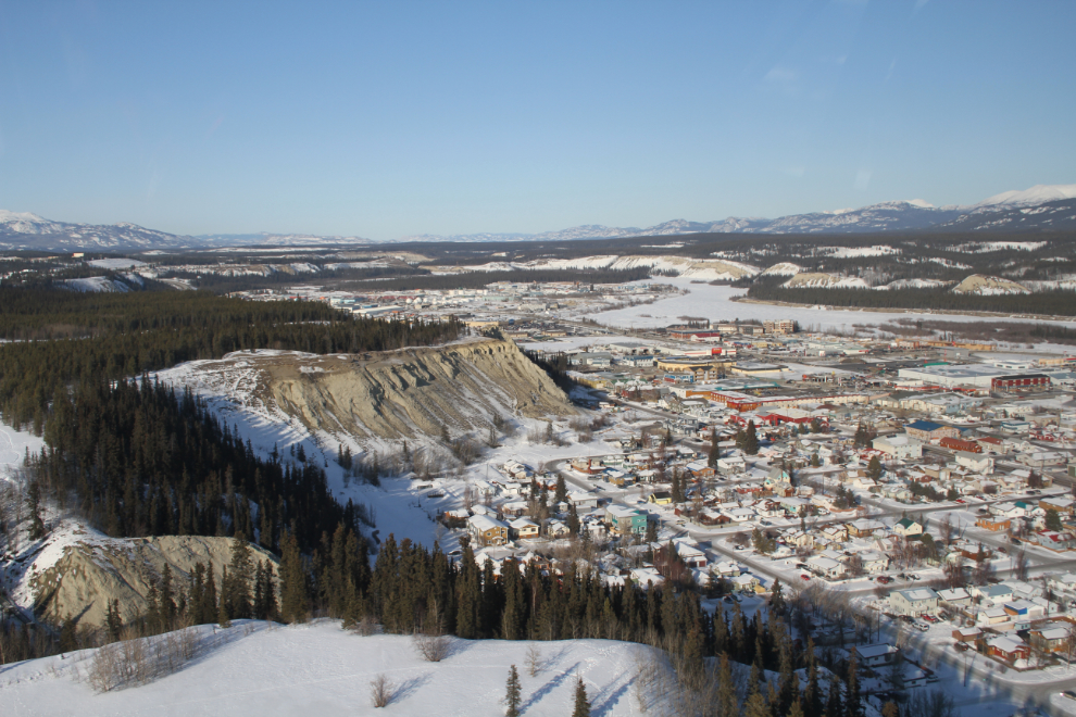 Helicopter view of the north part of downtown Whitehorse, Yukon