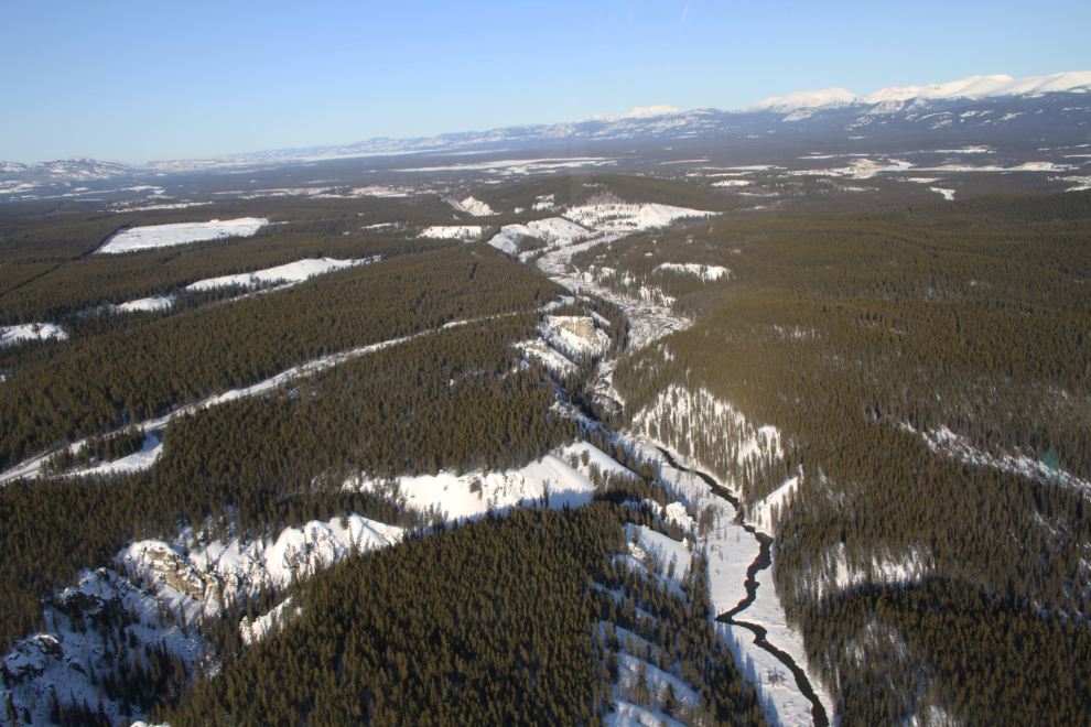 Helicopter view of McIntyre Creek at Whitehorse, Yukon