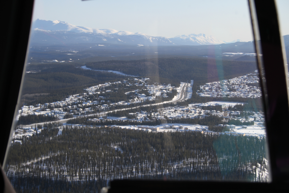 Helicopter view of the upper residential areas in Whitehorse, Yukon