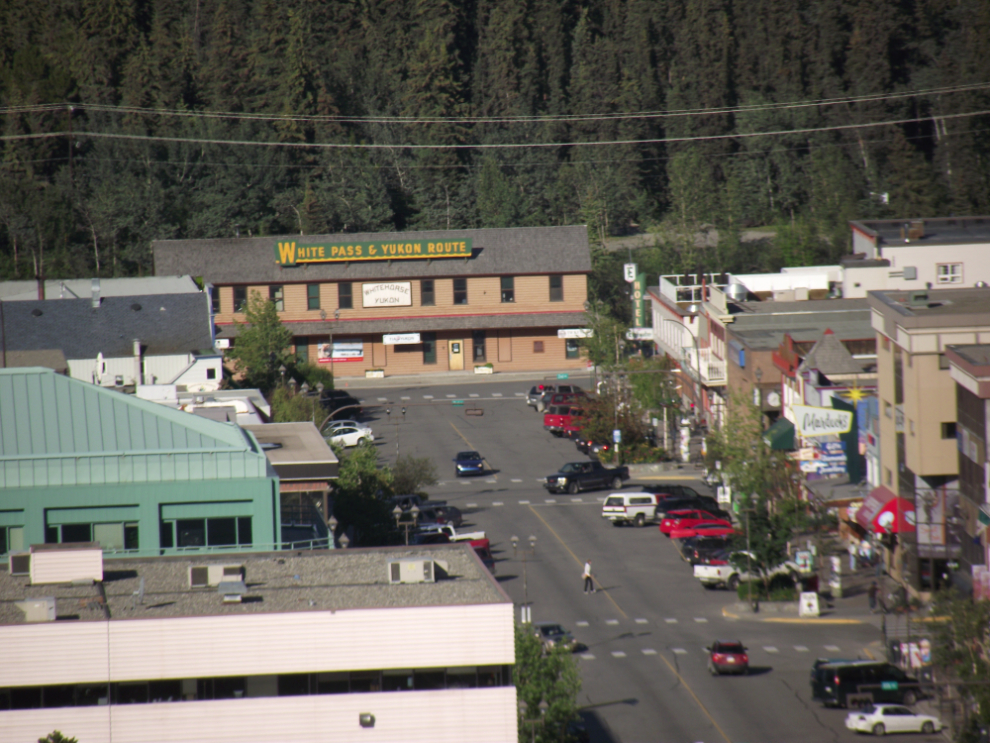 Main Street in Whitehorse from the top of the clay cliffs