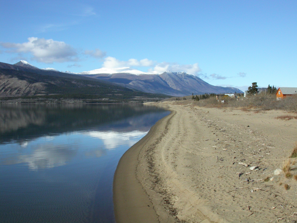 The 2-km-long beach at Carcross