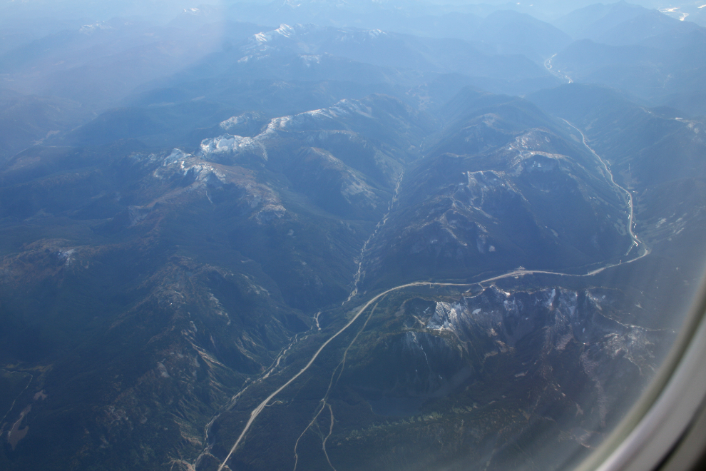 Aerial view of the Coquihalla Valley and Highway