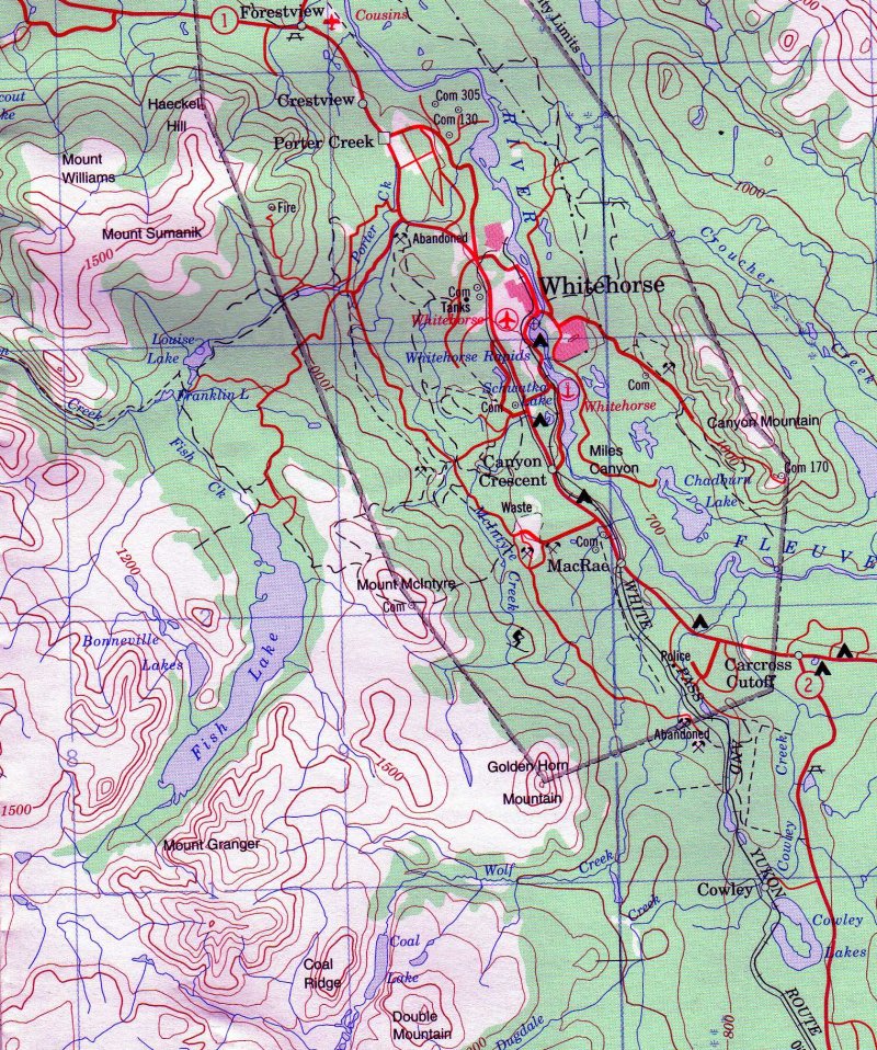 Topographical map showing Golden Horn, Yukon