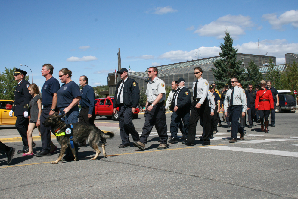 Funeral procession for Marty Dobbin, Yukon Fire Marshal