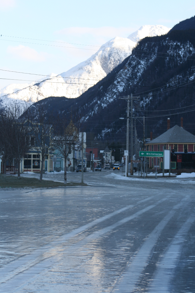 Icy streets in Skagway