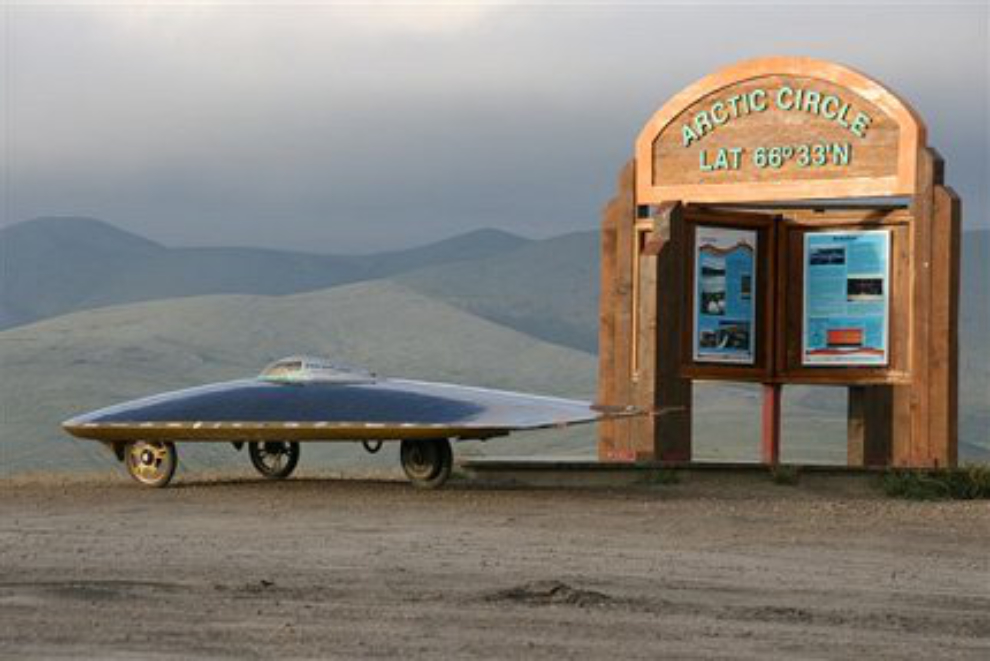 The Power of One (Xof1) solar car at the Arctic Circle