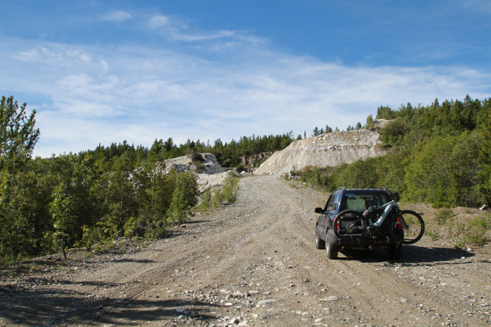 The 4x4 road up Mt. McIntyre at Whitehorse passes by some 1960s copper mine workings.
