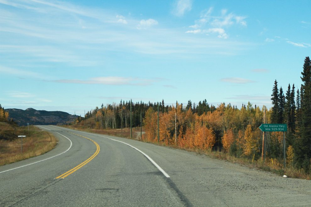 The junction of the Alaska Highway and the Old Alaska Highway west of Whitehorse, Yukon