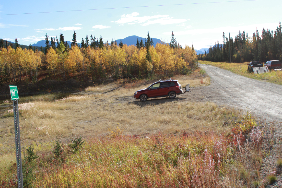 The Ibex Trail road at the Alaska Highway