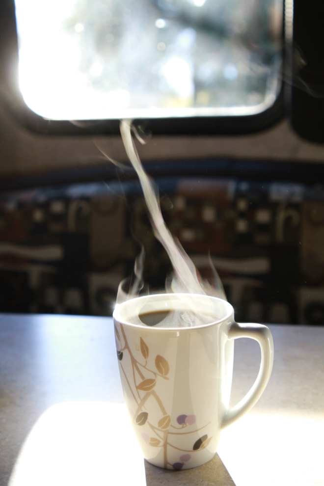 Ahhh, morning coffee in the RV