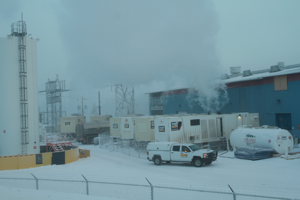 A fleet of portable Cat diesel generators at Yukon Energy in Whitehorse supplement the natural gas.