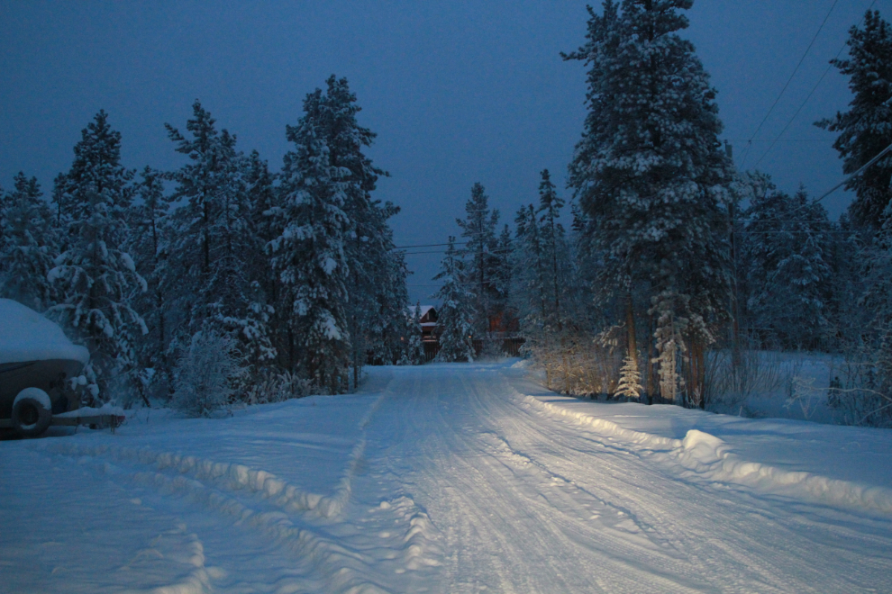 Winter on my driveway in rural Whitehorse, Yukon