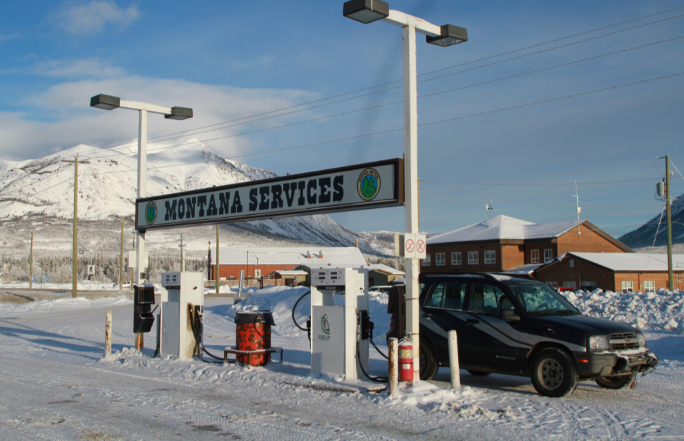 Fuelling up at Montana Services in Carcross, Yukon
