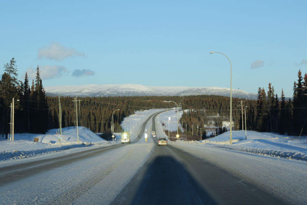 The Alaska Highway heading into Whitehorse from the south