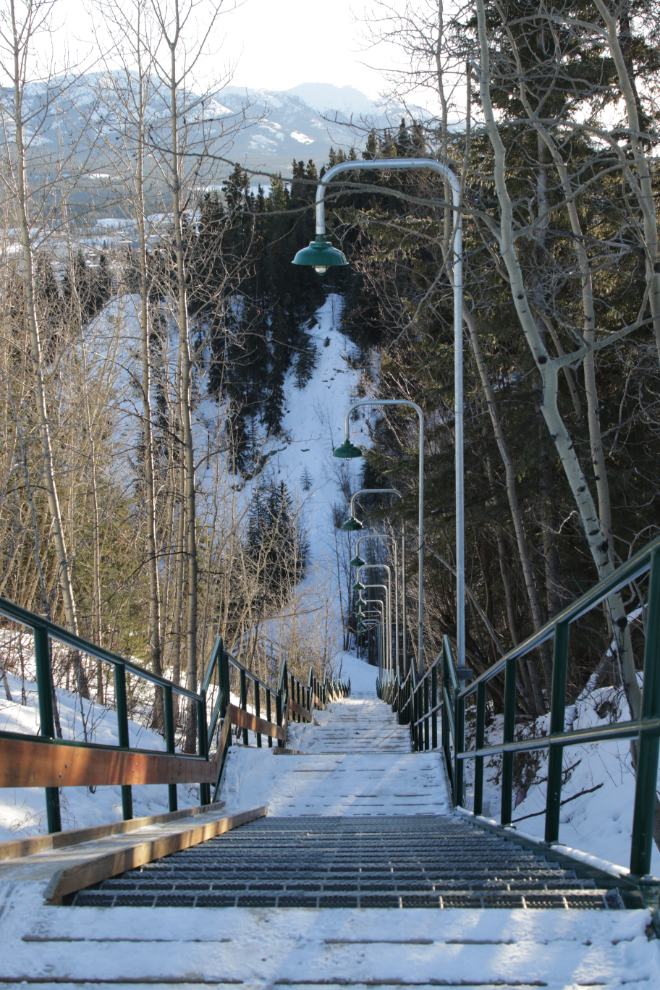 The Black Street Stairs lead down into town from the Whitehorse airport trails