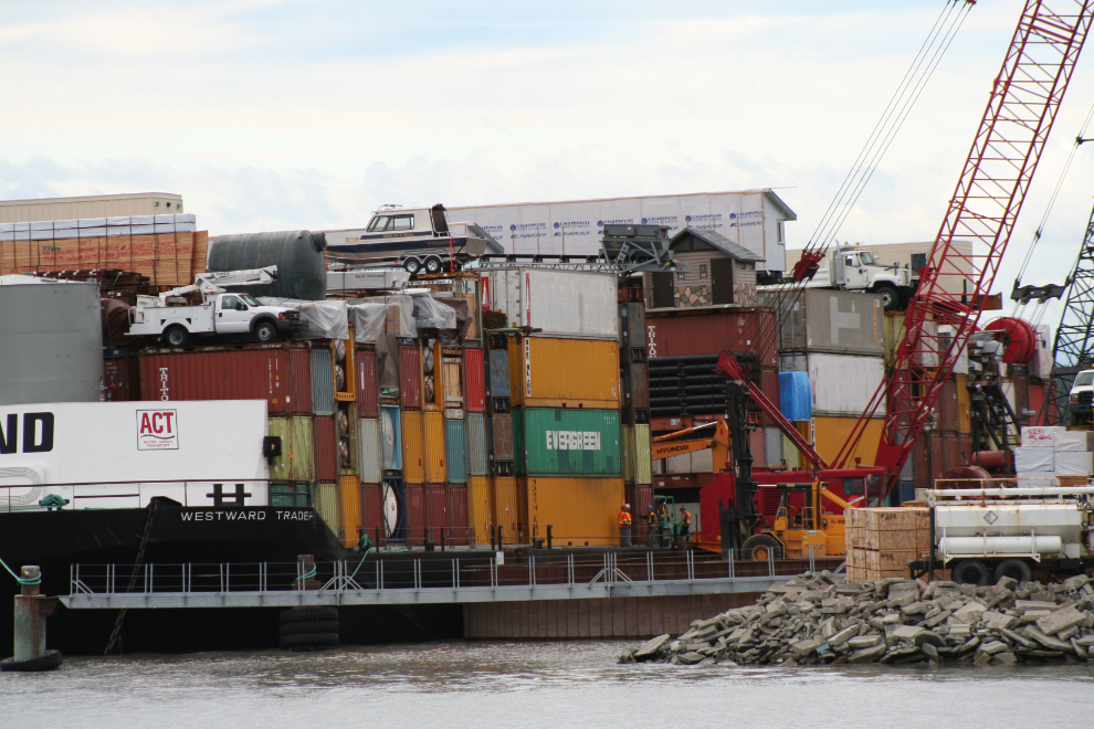  barge loaded with interesting stuff at Anchorage, Alaska