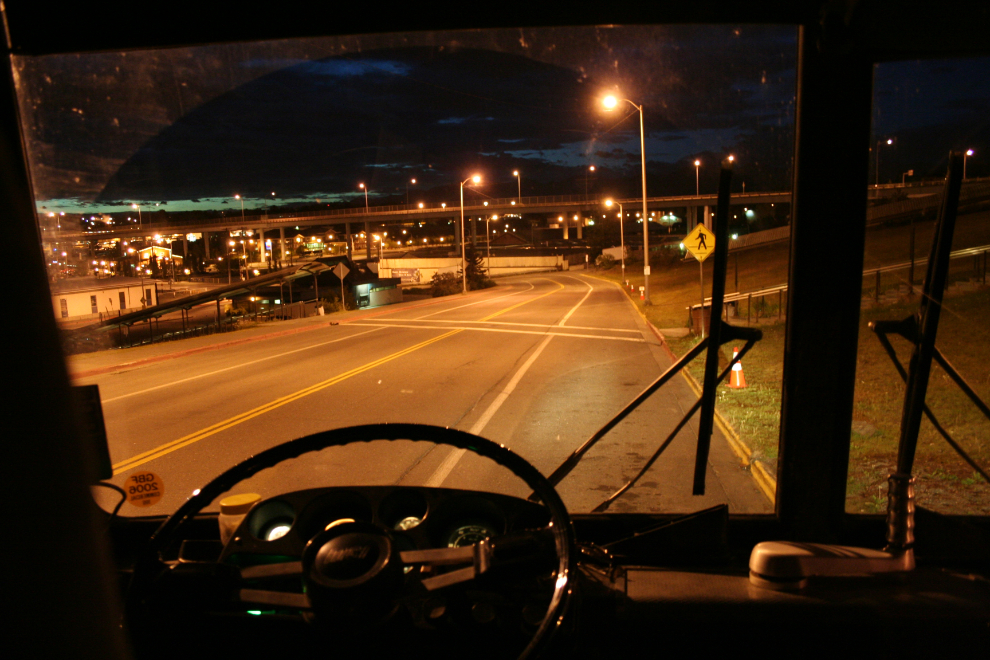 Getting ready to leave Anchorage with my tour bus at 2:10 a.m.