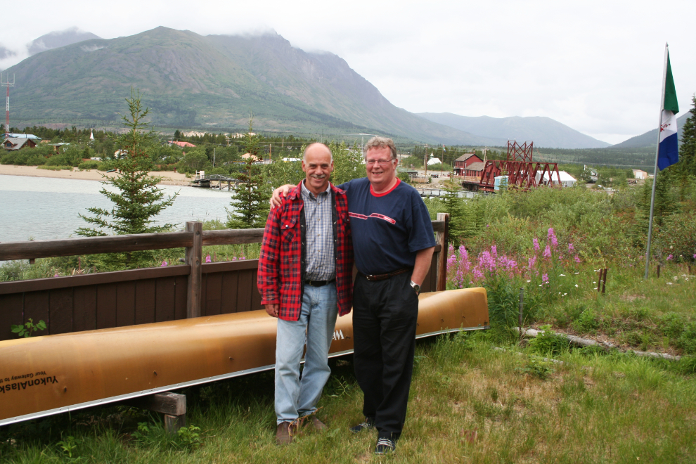 Murray Lundberg and Kevin Maher at Murray's cabin in Carcross, Yukon, in 2006 