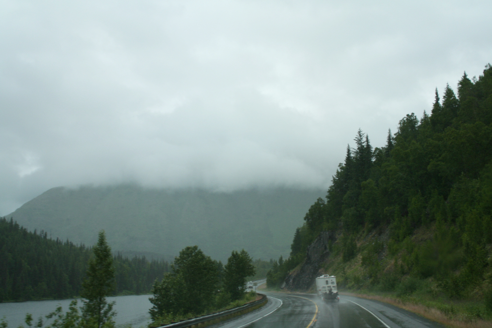 Alaska's Seward Highway on a rainy afternoon
