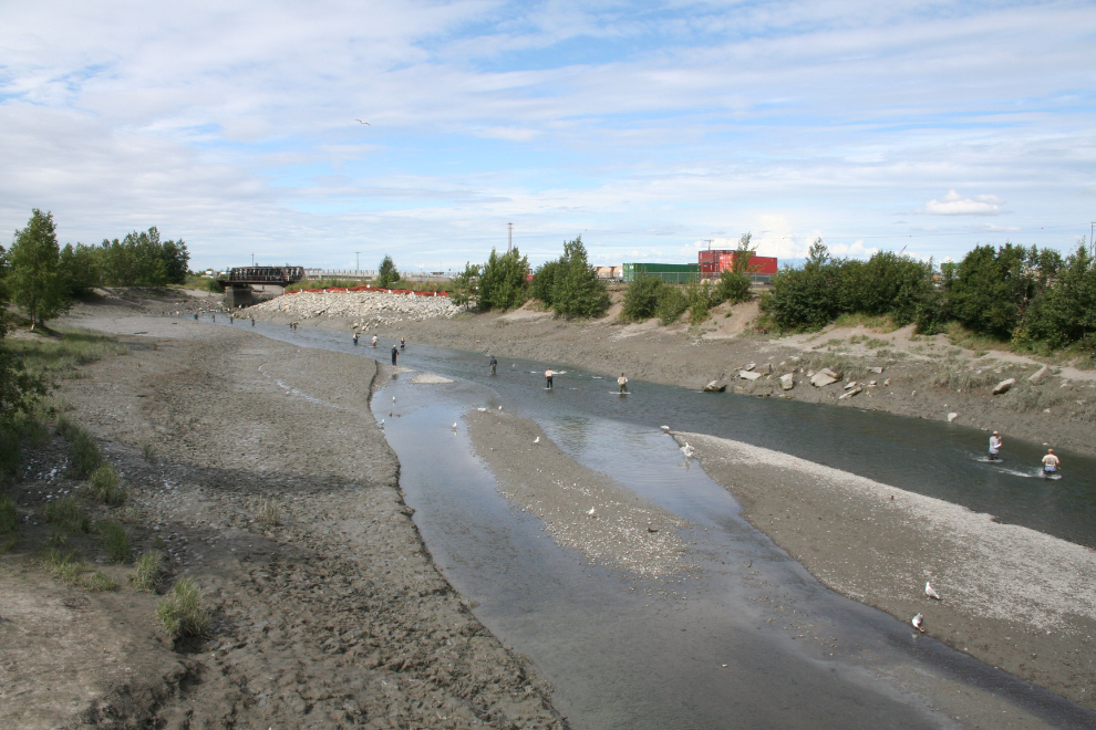 Low tide (0.2 feet) at Ship Creek, in downtown Anchorage, Alaska