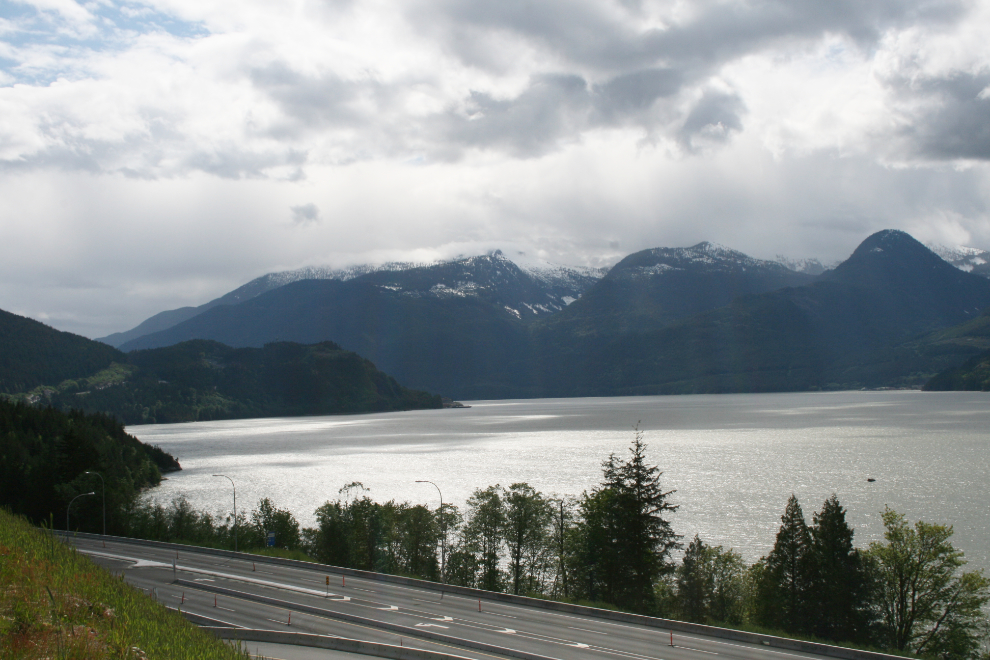 The view of Howe Sound from the Stawamus Chief climber's parking lot
