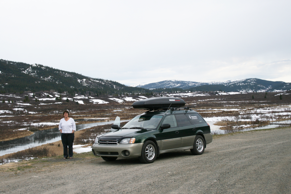 Our Subaru Outback at Gnat Pass on the Stewart-Cassiar Highway