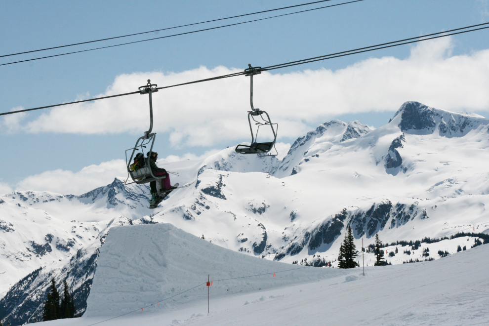 Riding the Emerald Express chairlift at Whistler.