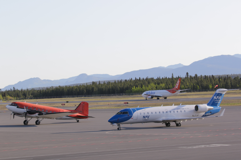 Varied aircraft at the Whitehorse airport