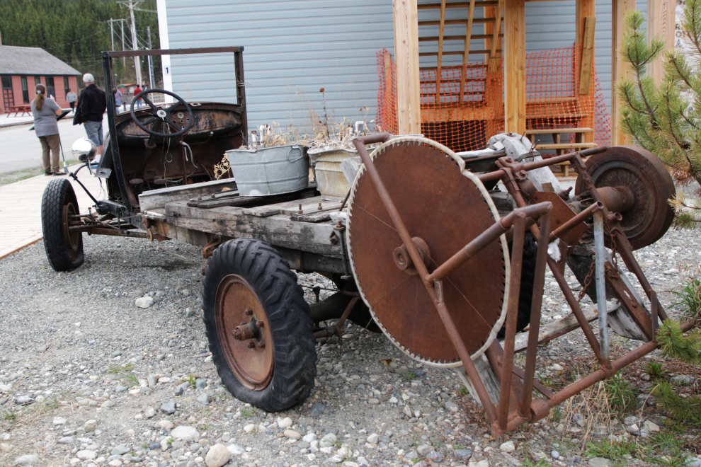 n old truck turned into a sawmill in Carcross, Yukon