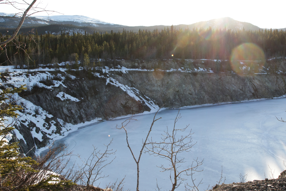 The open pit of the former Little Chief copper mine at Whitehorse, Yukon