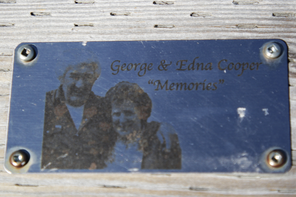 A memorial plaque for George and Edna Cooper at Carcross, Yukon