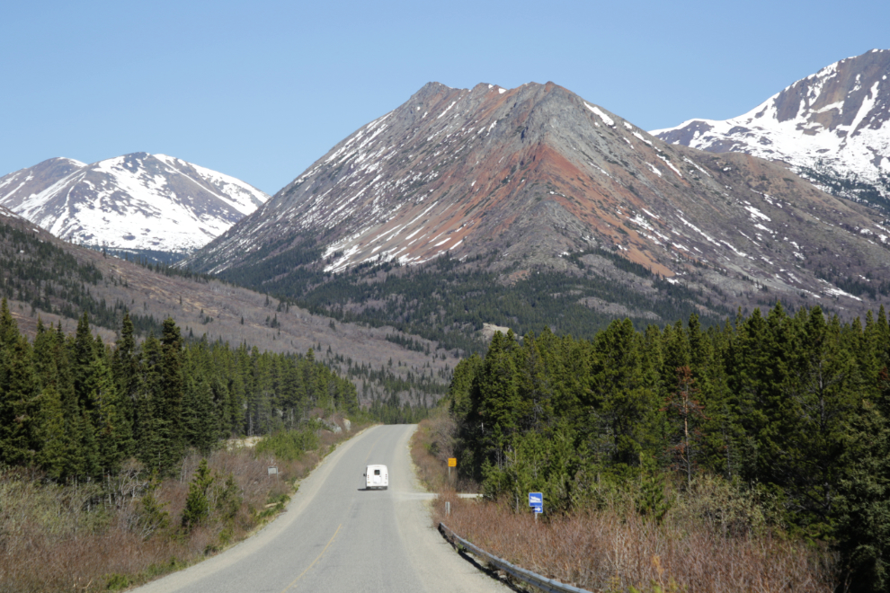 The South Klondike Highway at the Tutshi Lake boat launch