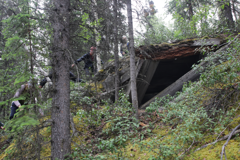 The ruins of a bridge abutment on the Copper Mines Branch of the White Pass and Yukon Route railway.