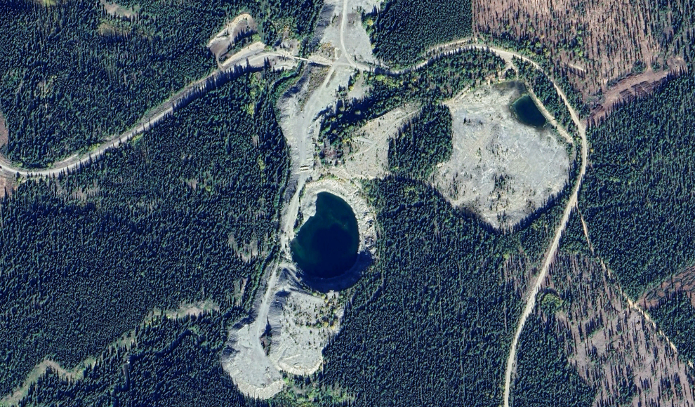Aerial view of the Keenenaw copper property, Whitehorse Copper Belt, Yukon