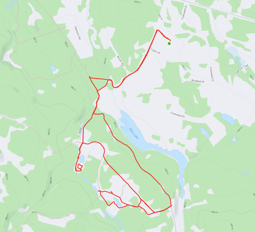 Map of an e-bike wander in the Whitehorse Copper Belt