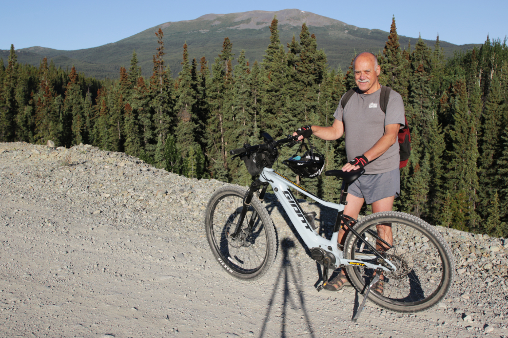 Murray Lundberg with his Giant e-bike in the Whitehorse Copper Belt, Yukon