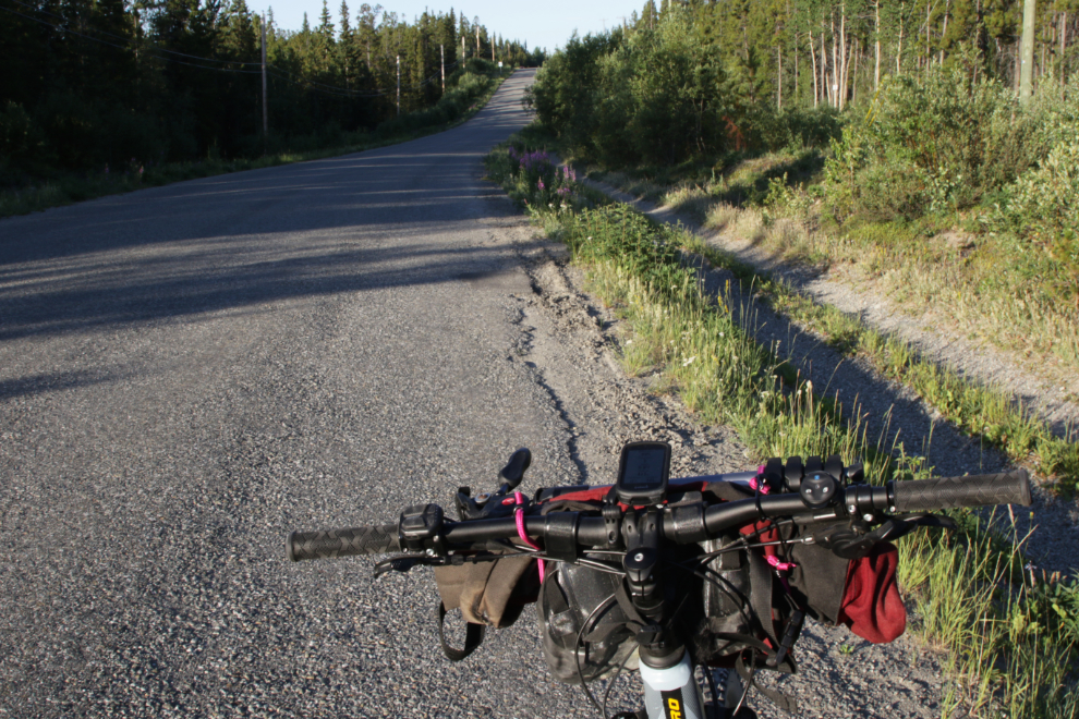 Biking along Fireweed Drive, Whitehorse, Yukon