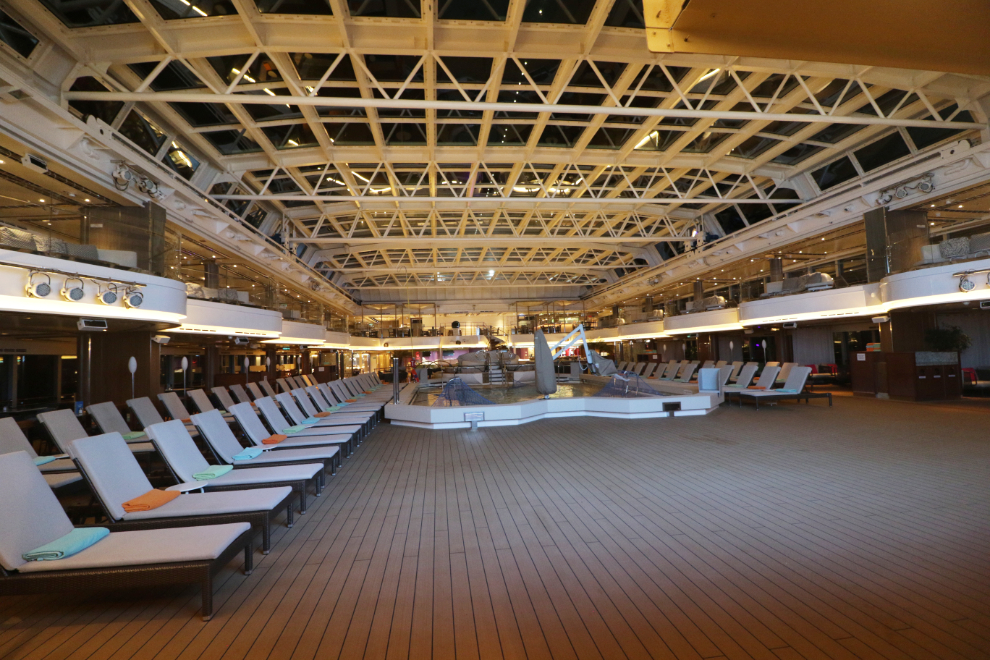 Lido Pool area  on the cruise ship Koningsdam.