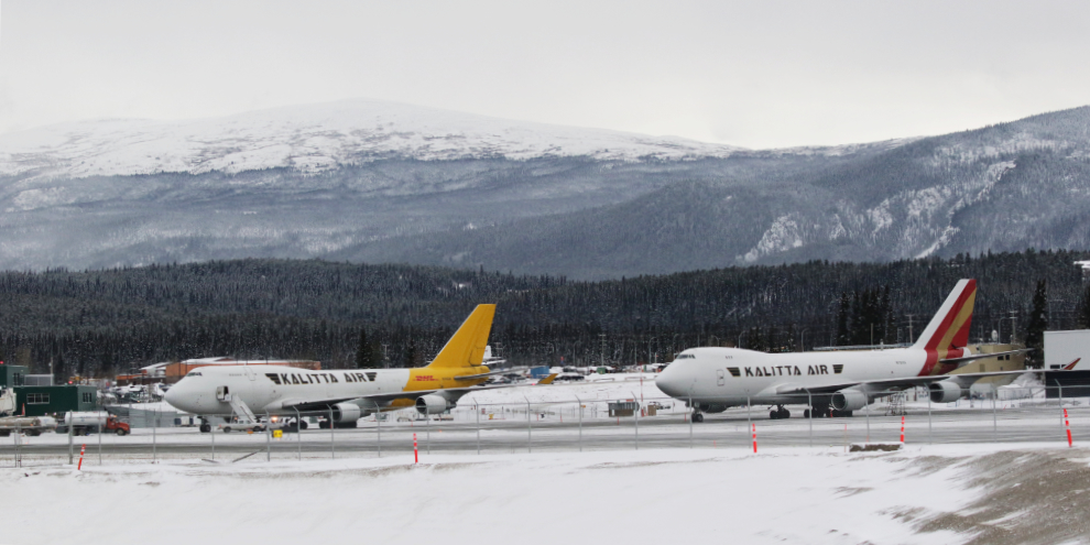 Two Boeing 747s in Whitehorse