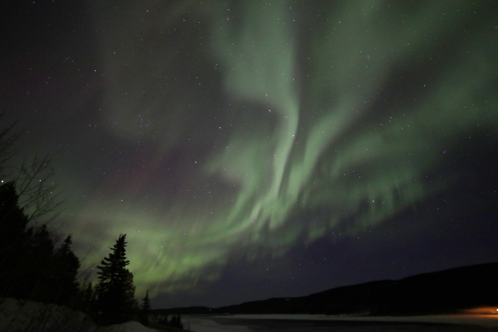 The Northern Lights over the Yukon River south of Whitehorse