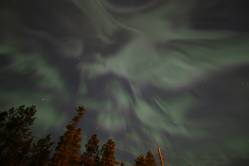 The aurora borealis over my home south of Whitehorse