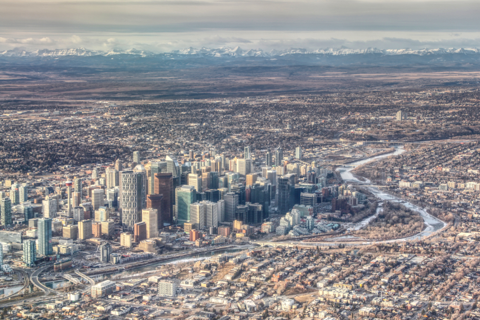 Aerial view of downtown Calgary, Alberta