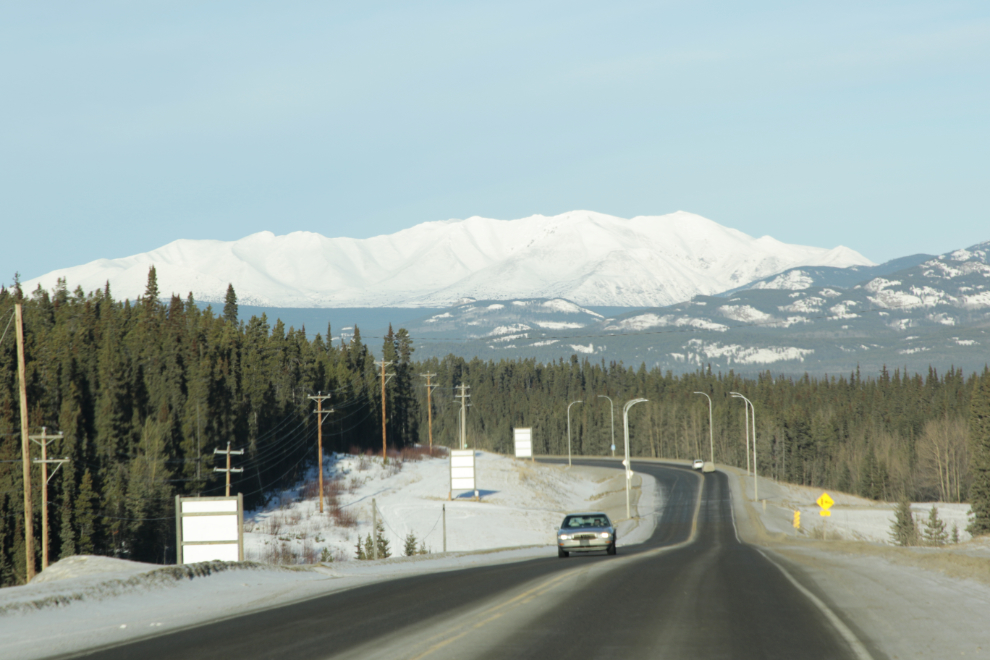 The Alaska Highway west of Whitehorse in February